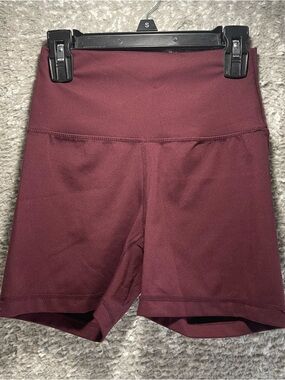 Yogalicious Lux Everyday 4” Biker Short Small Burgundy Polyester Sports